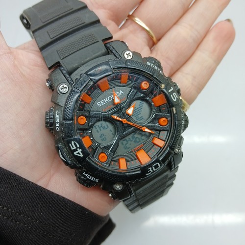 Sekonda men black orange - sekonda,