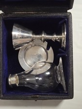 Solid Silver Travelling Communion Set London 1918 Jones & Willis In Fitted Box