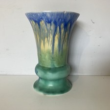 Empire Ware Modernist Art Deco Green & Blue Drip Glaze Vase Vintage Antique