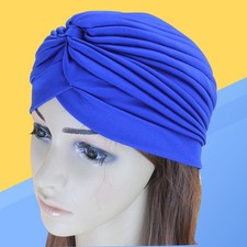 Indian Turban Hat Baotou Yoga Turtleneck Folding for Women(Blue) turban hat