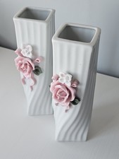 Vintage Pair 3D Pink Rose