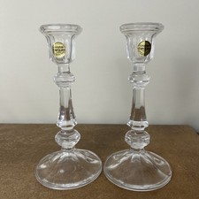 Pair of Vintage Cristal D'Arques Lead Crystal Glass, Candlestick Holders