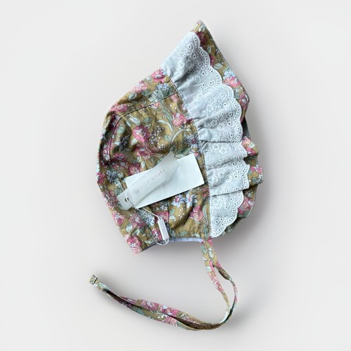 Baby bonnet sage floral print - sage,