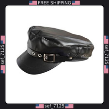 Black PU Leather Chauffeur Hat