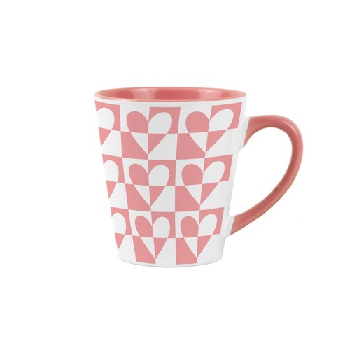 Geometric hearts small latte - geometric,