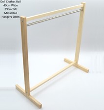Wooden Mini Clothes Rail and Clothes Hangers for Rack - Various Sizes | Dolls