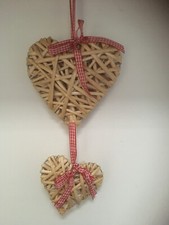 2Pcs  Wicker Heart Wreath