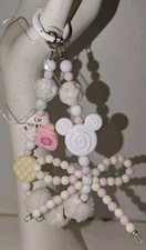 CUTE HANDMADE, HAND PAINTED MOBILE PHONE WRIST STRAP BEAD BRACELET/ KEY CHAIN #5