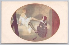 WW1 Risque Glamour Postcard Les Zeppelins a Paris by Raphael Kirchner L-E