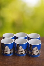 KitchenCraft Rome Espresso Cups Set of 6 Porcelain Coffee Colosseum Italy 80ml