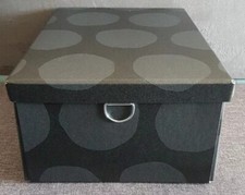 Ikea 'NIMM' Black Spotted Design Rectangular Lidded Cardboard Storage Box 