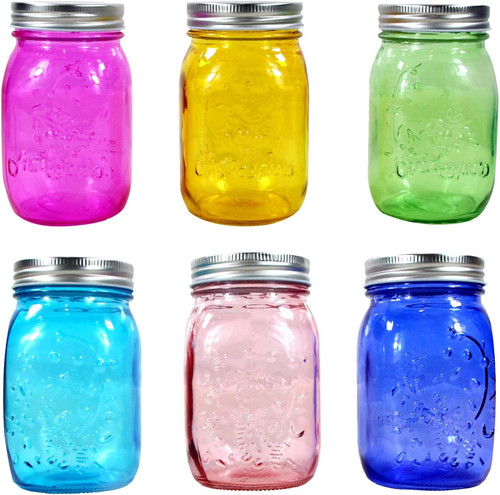 Colored mason jars 16oz set - colored,