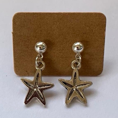 Silver tone starfish stud - silver,