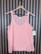 New Frenchi Blouse Small Womens Pink Sheer Tank Top Scoop Neck Stretch