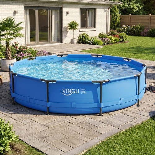 Metal frame above ground pool - above,