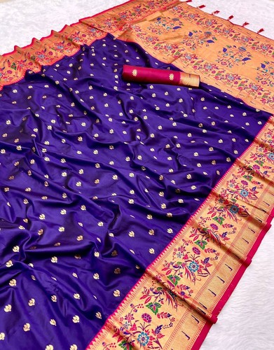 Pure paithani silk saree - silk, with