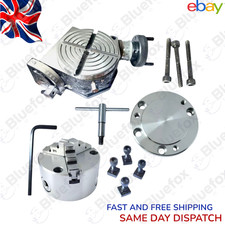 4" Tilting Rotary Table with 80mm 3-Jaw Chuck, Backplate & T-Nuts