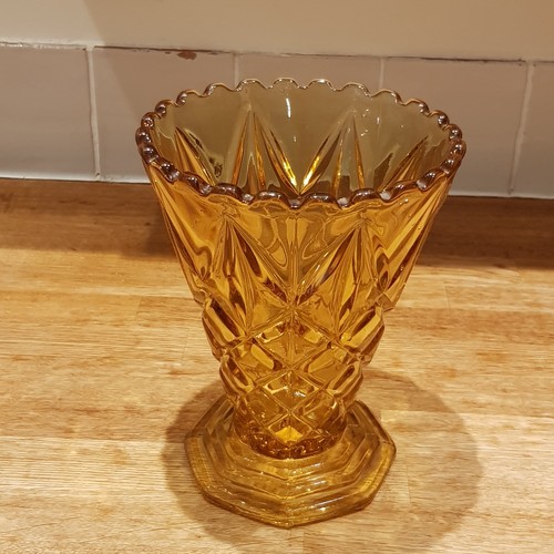 Vintage amber pressed - pressed, glass