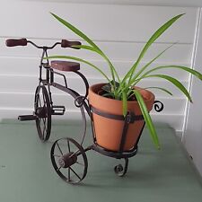 Metal miniature bike tricycle planter 36cm mobile working parts terracota pot 