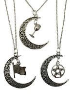 SILVER NECKLACE Hollow Moon Hobbies Interests Novelties Gift + Bag *HUGE RANGE*