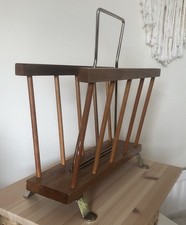 Vintage Retro 1970s Record Vinyl Magazine Wooden Holder Rack Wood & Metal