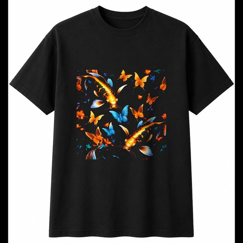 Neon koi butterfly sunbeams - koi,