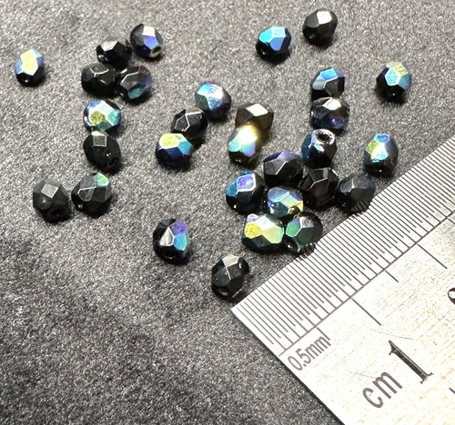 4mm round jet black aurora - round, (aurora
