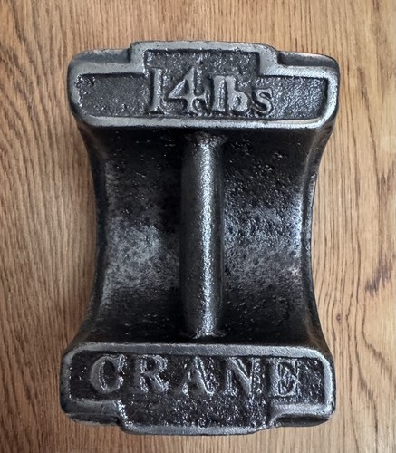 Vintage crane 14lb cast iron - vintage,