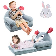 Folding Toddler Sofa Bed 2-in-1 Kids Couch Chair for Playroom Boys & Girls