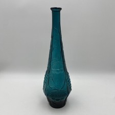 Vintage Empoli Style Grapes & Cherries Genie Bottle In Blue Teal             B11