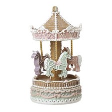 Stunning Pastel Gingerbread Carousel Christmas Decoration Ornament Musical Merry