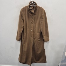 Johnstons Elgin Brown Camel Soft Cashmere Overcoat Long Single Breast Coat Uk 14