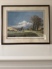 Frank Wootton limited edition signed print Shire horses at work on South Downs