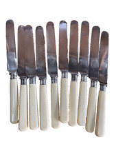 DINNER KNIVES SILVER COLLARED TAYLOR’S EYE WITNESS SHEFFIELD FAUX BONE/STEEL