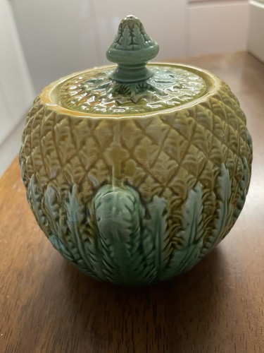 Majolica pineapple sugar bowl - sugar,