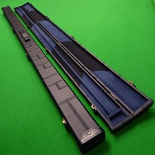 1PC SNOOKER CUE CASE / POOL CUE HARD CASE - BLACK PATCHWORK + RIVETED CATCHES