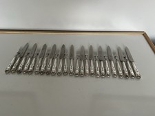 SET OF 12 SILVER PLATED AND STAINLESS KINGS PATTERN FRUIT KNIVES AND FORKS