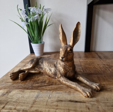 Bronze resin hare ornament - resin,