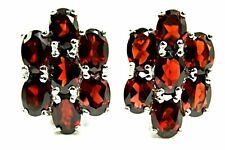 Silver Earrings Red Garnet