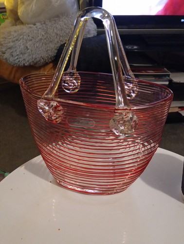 Glass handbag red stripes - handbag,