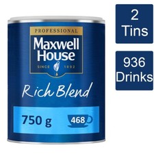 Maxwell House Rich Blend Instant Coffee Powder Tin 2 x 750g - 936 Servings