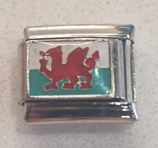Wales Flag Italian Charm Link 9mm Silver Fits All Italian Charms Bracelet