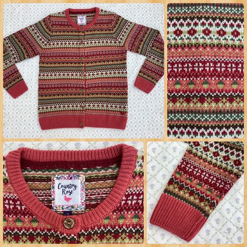 Country rose fairisle cardigan - rose,