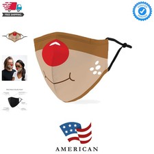 Adjustable Washable Christmas Face Mask w/ Filter Pocket - Rudolph Design