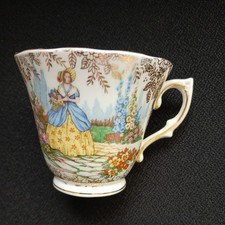 VINTAGE COLCLOUGH "CRINOLINE LADY"  BONE CHINA GILDED TEA CUP