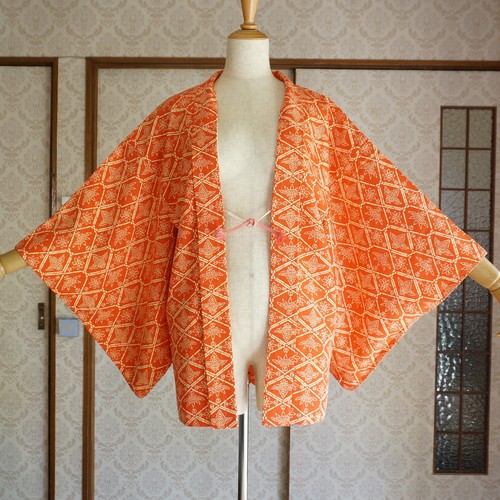 Vintage orange silk haori - orange,