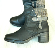 Pavers Relife Ladies Comfort Heeled Ankle Boots Black Size 5G / 38