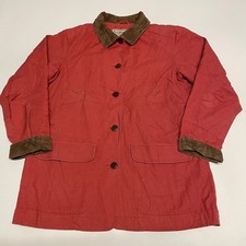 LL Bean Hunting Jacket Womens L Red Barn Coat Canvas Utility Field Country