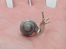 Adorable Italian Hallmarked Silver & Ceramic Miniature Snail