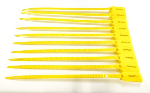 Yellow plastic security seals - security,